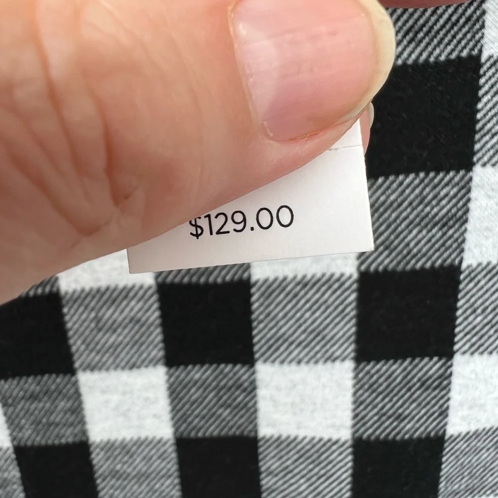 NWT Talbots Pretty Black White Check High Neck Button Back Long Sleeve Dress - Picture 4 of 6